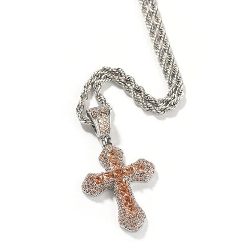 Hip Hop Cz Cross Pendant Stainless Steel Necklace Neck Rapper Accessory Gift New - Picture 29 of 32