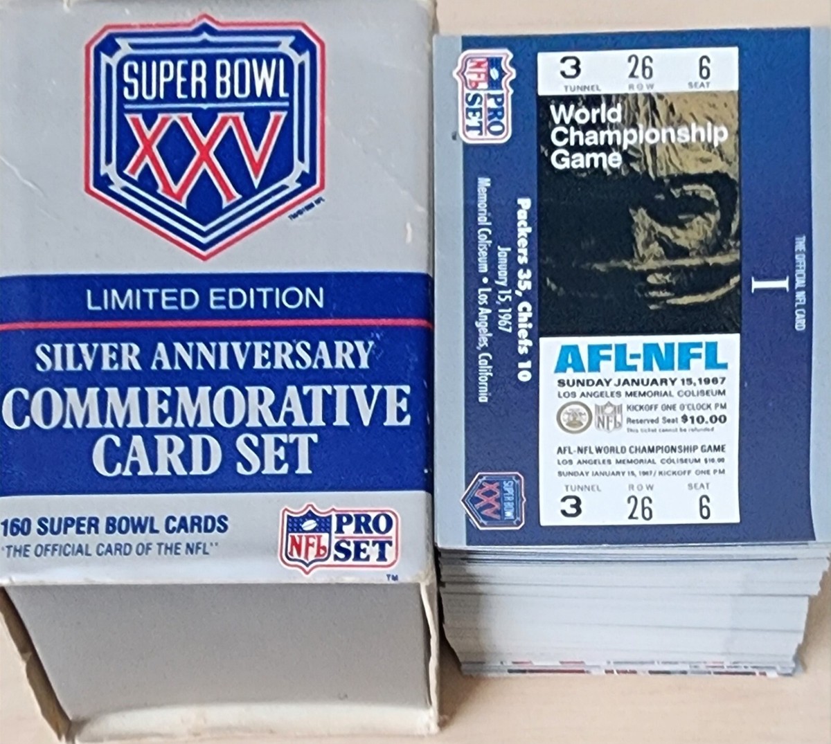 limited edition silver anniversary commemorative card set Pro Set Super Bowl XXV Limited Edition Silver Anniversary Commemorative NFL  Football Card Set main image 0