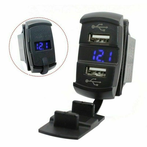 LED 12V Podwójny port USB Ładowarka Gniazdo Samochód Łódź Woltomierz Rocker Switch Panel - Zdjęcie 2 z 15