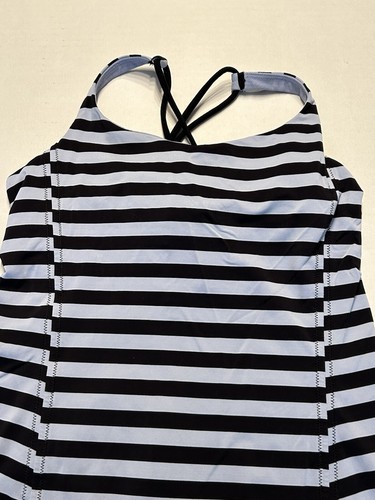LULULEMON FREE TO BE TANK TOP POLAR HAZE BLACK STRIPE YOGA PILATES SPIN Size 6 - Picture 4 of 8