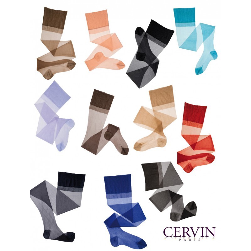 CERVIN Paris - Calze Velatissime Nere Di Nylon Vintage RHT 15 Denari Con Tallone Cuban Heel Cuban15