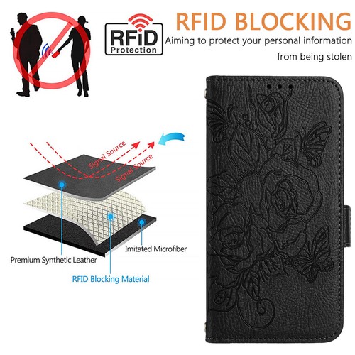 Black Rose Wallet Phone Case For Infinix Tecno Motorola Google ZTE TCL Ulefone - Picture 15 of 25