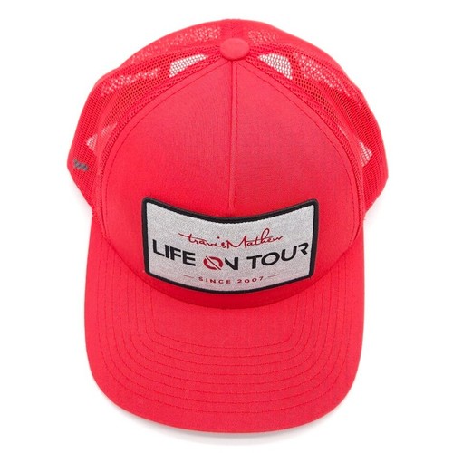 Travis Mathews Life On Tour Red Adjustable Golf Hat Snapback Mesh Baseball Cap - Picture 2 of 8