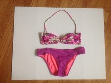 VICTORIA SECRET 2-piece Purple/Lime Bikini Small Floral Top  Medium Bottom