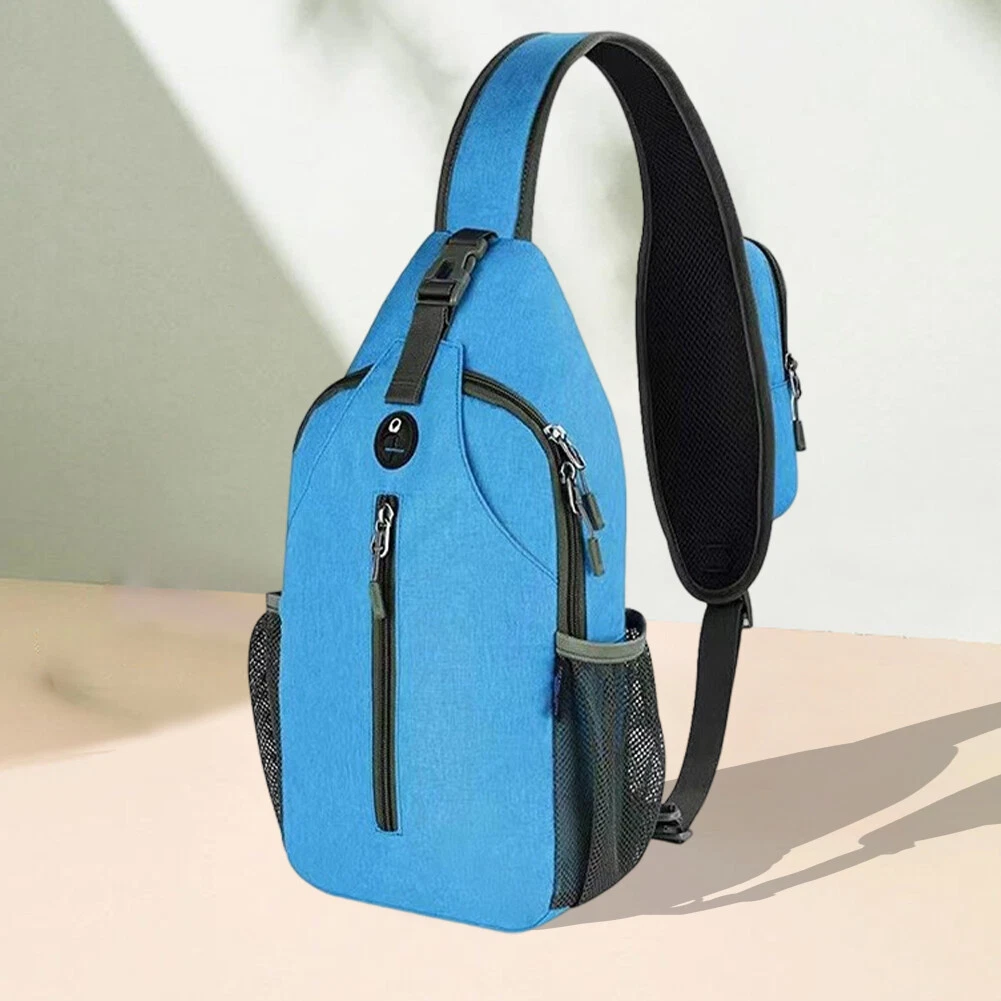 Multi Functional Chest Bag Casual One Strap Bag for Travel Hiking Blue