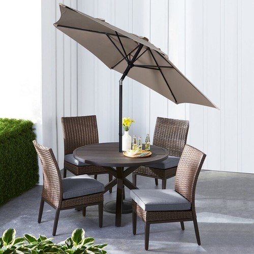 7.5ft Push Up Round Patio Umbrella Tilt Adjustable Steel Frame Outdoor Sunshade - Picture 2 of 6