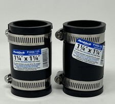 Fernco 1056-125 1-1/4" Flexible PVC Pipe Coupling Plumbing Cast Iron Plastic 2pk
