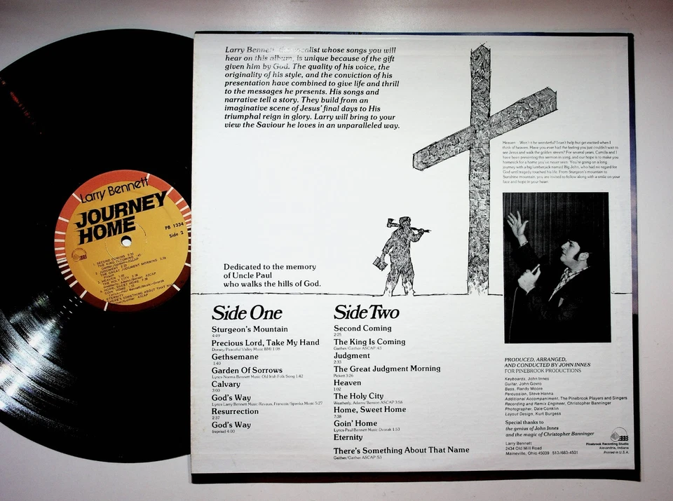 Maineville Ohio Larry Bennett Journey Home Gospel Christian Vinyl LP Record VG+ Foto 2 de 4