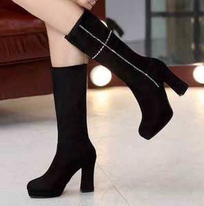 slim calf block heel boots