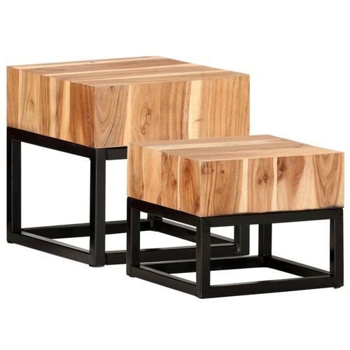 Side Tables 2 pcs Solid Acacia Wood A7Z0 - Picture 11 of 11