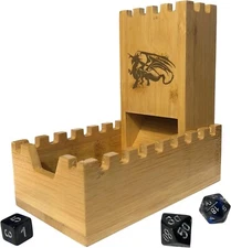 Bamboo Dice Tower | Special Edition Wooden Rolling Case | RPG Castle Style