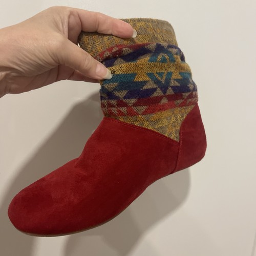 Women’s Bearpaw Red Suede hippie Bohemian boots size 8M Amber Red 1966w - Picture 9 of 14