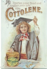 AD-VINTAGE STYLE METAL TIN ART REPRODUCTION HANGING SIGN-COTTOLENE-RX