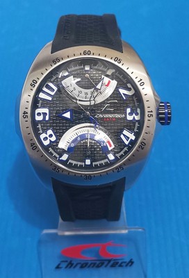 chronotech uhr dual time date jumbo case 50mm, s.steel