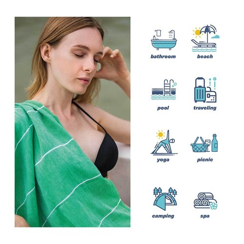 Hencely Striped Beach Towel – Lightweight Cotton Towel for Travel & Pool - Bild 164 von 206
