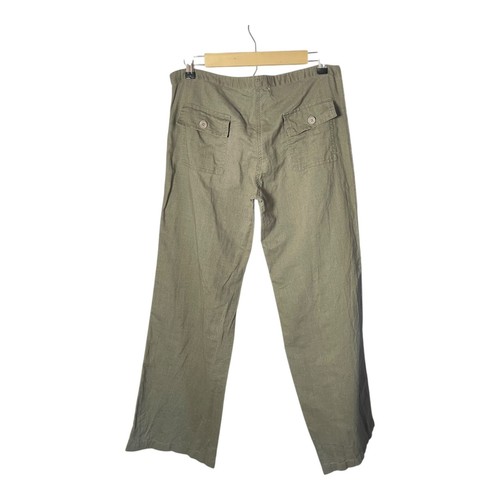 Derek Heart Olive Green Linen Blend Drawstring Pants – Wide Leg Casual Summer Tr - Picture 3 of 4