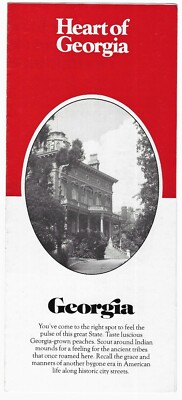 Vintage Heart Of Georgia USA Travel Tourist Prospekt Karte Holiday Sights 1978