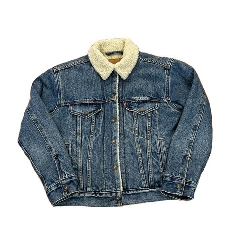 Levis Women's Ex-Boyfriend Sherpa Trucker Jacket Blue 36137-0005 Size XS NWOT
