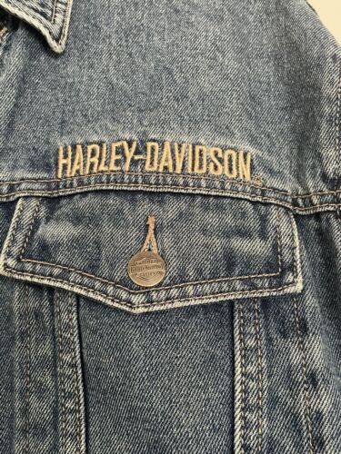 Giacca Jean Vintage Harley Davidson Moto Denim Blu Cotone Uomo Medium - Foto 2 di 7