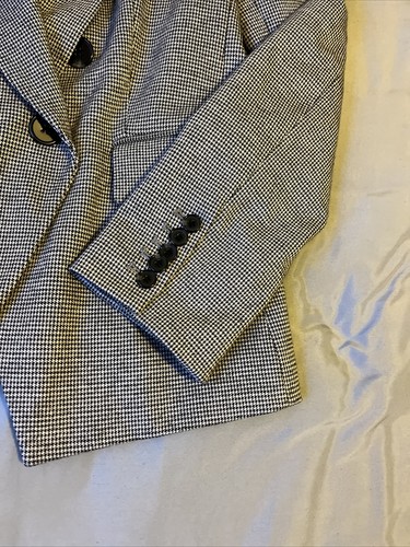 1.State Houndstooth 1980’s Blazer Double Breasted Womens Sz 14 Grey Black Office - Picture 11 of 17
