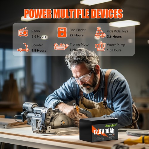 Anvolan 12V 10Ah 20Ah LiFePO4 Lithium Batterie Akku BMS Kinder-Quad Wohnmobil - Afbeelding 19 van 33