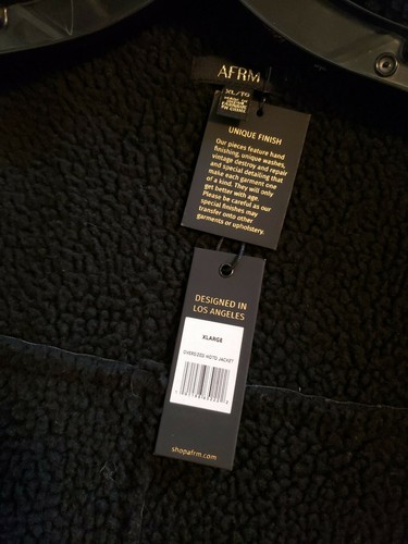 NEW AFRM OPHELIA OVERSIZE BLACK FAUX LEATHER SHEARLING MOTO SHERPA JACKET - XL - Picture 9 of 12