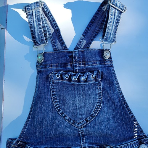 Jordache Denim Shortalls With Lace-Up Sides And Pockets Medium - Picture 7 of 8