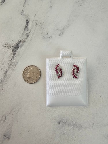 Swirly Ruby Earrings with 14k White Gold setting - Picture 3 of 3