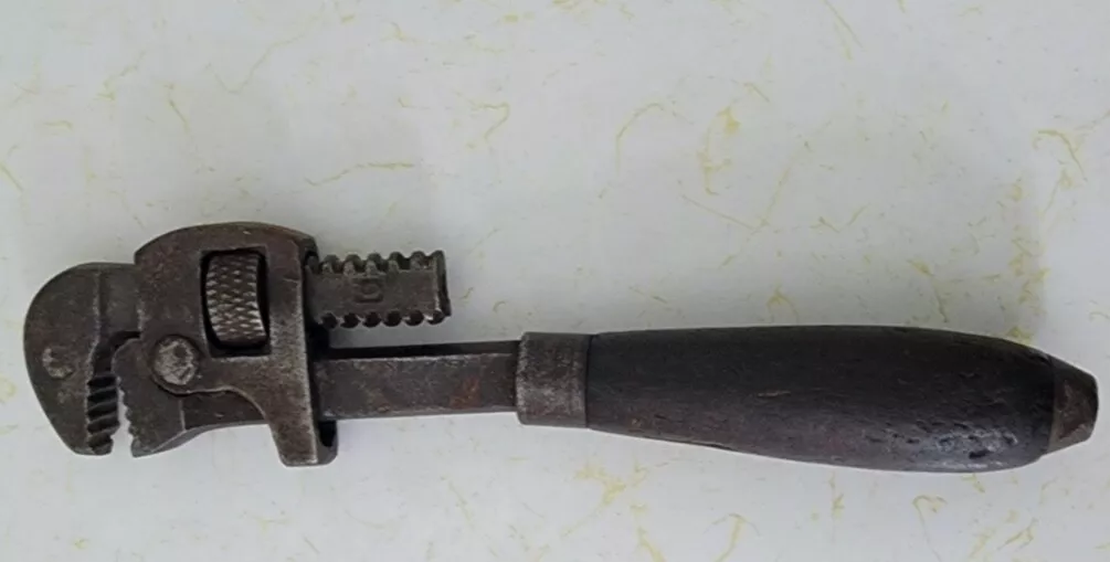 Vintage Monkey Wrench with Wood Handle