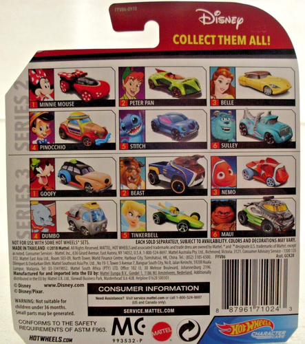 Hot Wheels MAUI Disney Character Cars 2019 hard to find - Picture 2 of 2