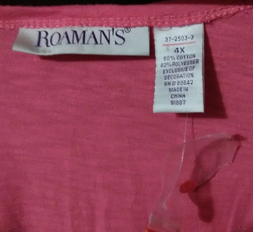 Roaman's 4X Long Sleeve Pink Tunic Crochet On Sleeves NEW 37-2503-3 - Picture 3 of 4