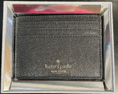 Kate Spade Tinsel Glitter Fabric Small Slim Card Holder