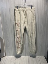 Playboy X Pacsun Sweatpants Womens Small Ivory Tapered Embroidered Knit Casual