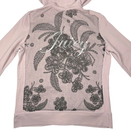 De Colección Y2K Juicy Couture Chaqueta con Cremallera Sudadera con Capucha Talla L Rosa Estampado Logo 100% Algodón - Imagen 6 de 13
