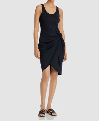 $134 Three Dots Women's Black Sleeveless Twisted-Front Wrap Dress Size XL