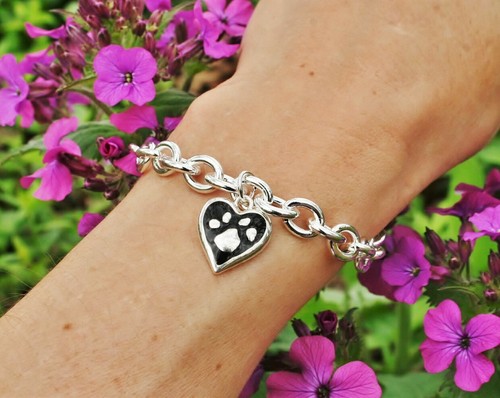 Paw Print on My Heart Necklace Cat Dog Pet Lover Gift Sterling Silver Chain Gift - Picture 8 of 8