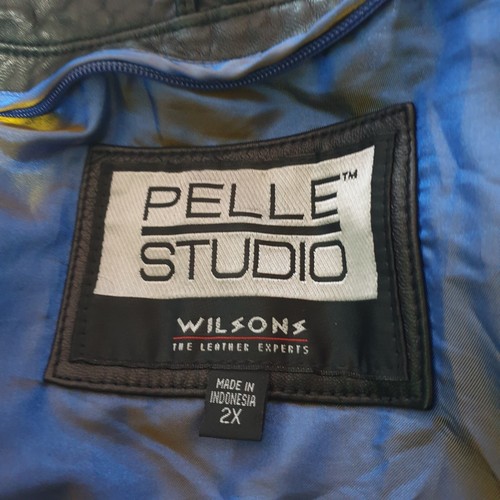Vintage Wilsons Pelle Studio Black Mens Leather Bomber Jacket Size 2XL 1990s - Picture 15 of 18
