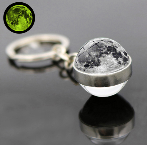 Solar System Planet Galaxy Luminous Keychain Pendant Double Side Glass Ball Gift - Picture 3 of 12
