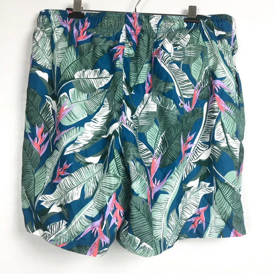 Lands End Mens XL Swim Trunks Hawaiian Tropical Floral 8" - Image 2 of 4