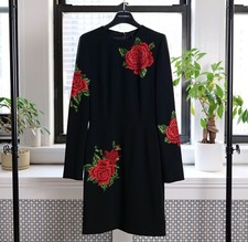 Dolce & Gabbana Black Rose Flower Embroidered Short Dress (Size IT40) RRP $2,395