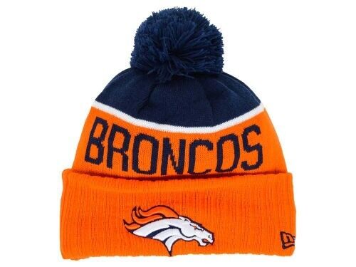 Sombrero Gorro Pom Denver Broncos Nueva Era NFL Esposado Tejido en el Campo - Imagen 1 de 2