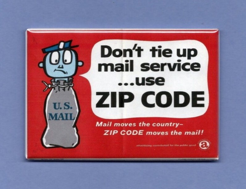 Zip Code Magnets ZIPPY ZIP CODE *2X3 FRIDGE MAGNET* USPS LETTERS POST OFFICE DELIVER ...