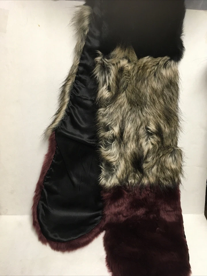 "Bufanda de piel sintética Leith negra beige granate con broche 7,5"" W X 62"" L precio de venta sugerido por el fabricante 65,0 USD nueva con etiquetas" Foto 3 de 4