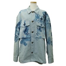 Louis Vuitton Stripe work denim jacket Monogram water Color Cotton Blue S Men