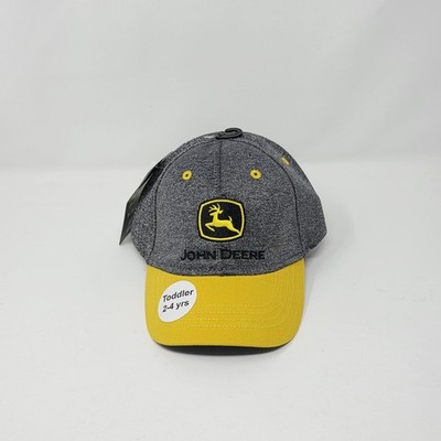 John Deere Toddler Hat Cap Gray Yellow Elastic Strech Strap 2-4 Years Old Unisex
