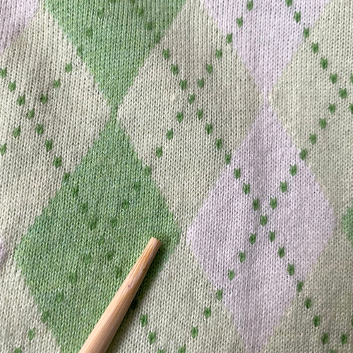 Cárdigan Talbots Mujer M Verde Lima Blanco Argyle Algodón Mezcla Seda Defectos Leer - Imagen 9 de 14