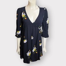 Free People Black Floral Y2K wrap dress