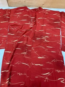 Japanese Vintage Red Haori Kimono Jacket Retro Traditional Pattern Women