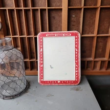 Vintage Genuine School Slate Red & White Alphabet Design Wooden Double-Sided
