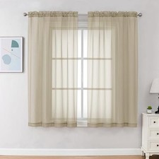 Sheer Curtains 45 Inch Long 2 Panels, Light 42"W x 45"L Pack of 2 Taupe